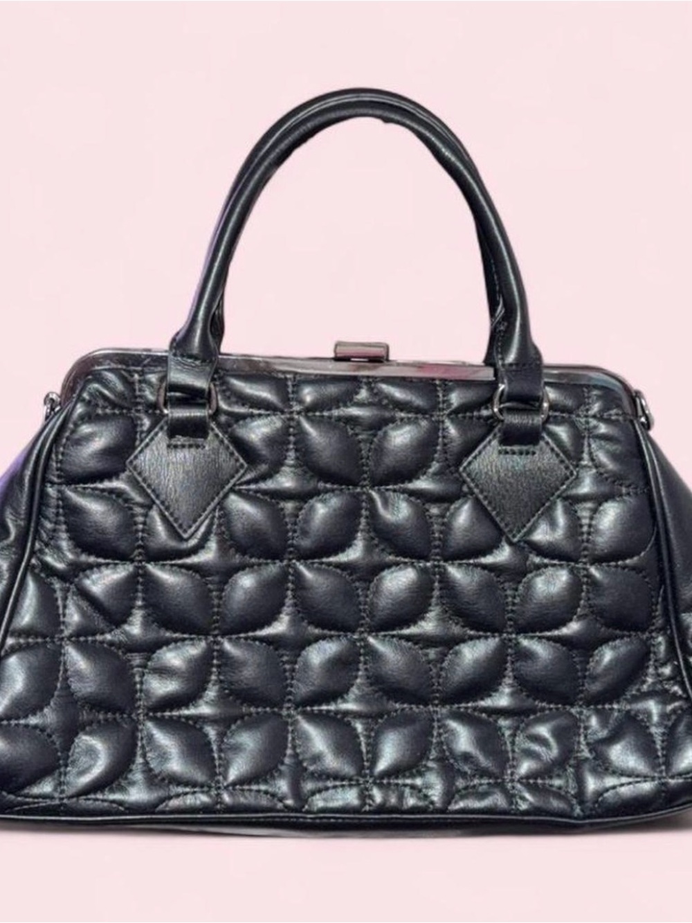Paris Hilton Black Quilted Frame-Top Shoulder Bag
